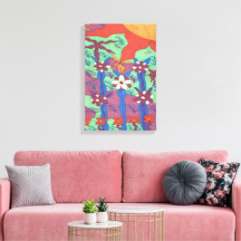 Impresión en lienzo de arte boho de jardín