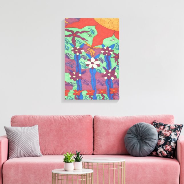 Impresión en lienzo de arte boho de jardín (Insitu (Sala de estar))