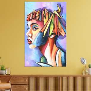 Impresión en lienzo de arte de cubismo de dama