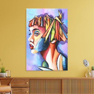 Impresión en lienzo de arte de cubismo de dama