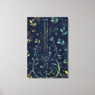 Impresión en lienzo de arte de guitarra de flores