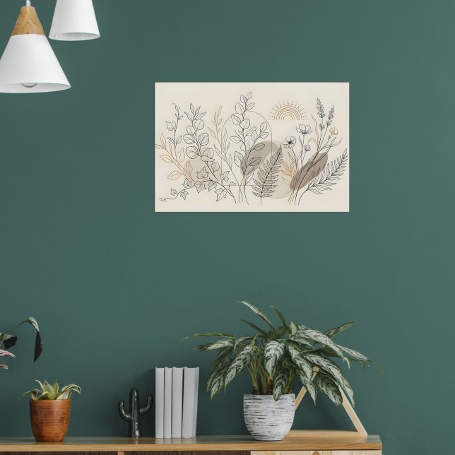 Impresión en lienzo de arte de línea de flores sil (Salón 1)