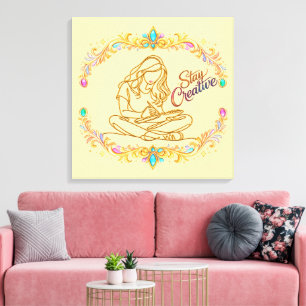 Impresión en lienzo de arte de línea dorada Stay C