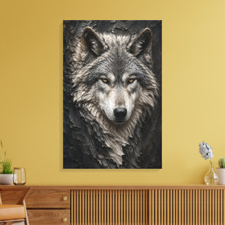 Impresión en lienzo de arte fino de lujo de lobo e