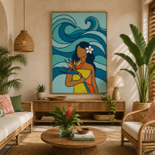 Impresión en lienzo de arte tropical de playa de m
