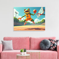 Impresión en lienzo de Basketball Frog