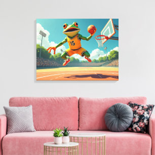 Impresión en lienzo de Basketball Frog