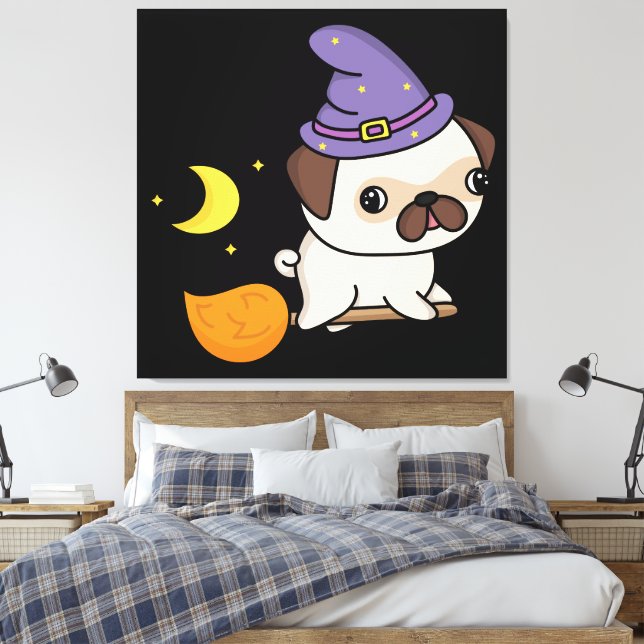 Impresión en lienzo de bruja pug (Insitu(Dormitorio))