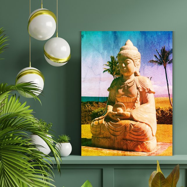 Impresión en lienzo de Buda Zen Tropical (Add peaceful tropical vibes to your home with this Colorful Buddha Canvas Print perfect zen wall art)