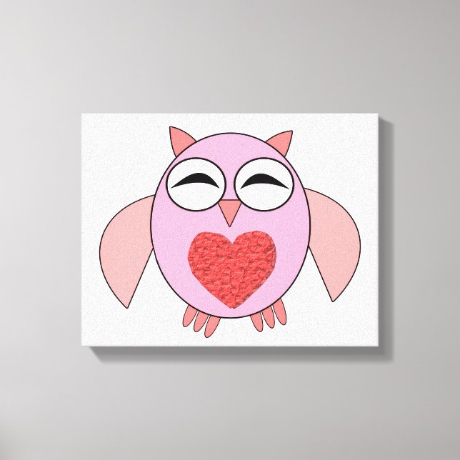 Impresión en lienzo de búho con corazón de amor ro (Anverso)