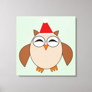 Impresión en lienzo de búho de Navidad adorable