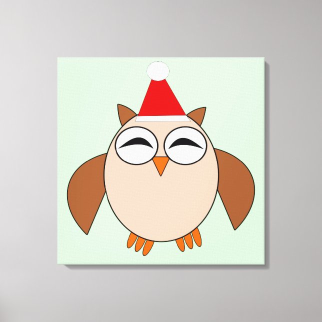 Impresión en lienzo de búho de Navidad adorable (Anverso)