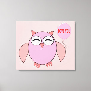 Impresión en lienzo de búho "Love You" rosa lindo