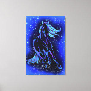 Impresión en lienzo de caballo corriendo en la noc