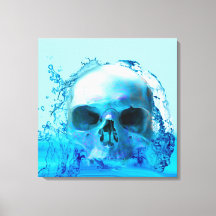 Impresión en lienzo de calavera en agua