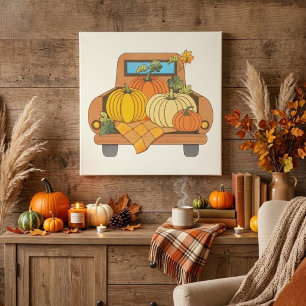 : Impresión en lienzo de camión de calabaza vintag