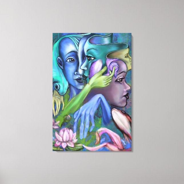 Impresión en lienzo de caras de lago estilo cubism (Anverso)