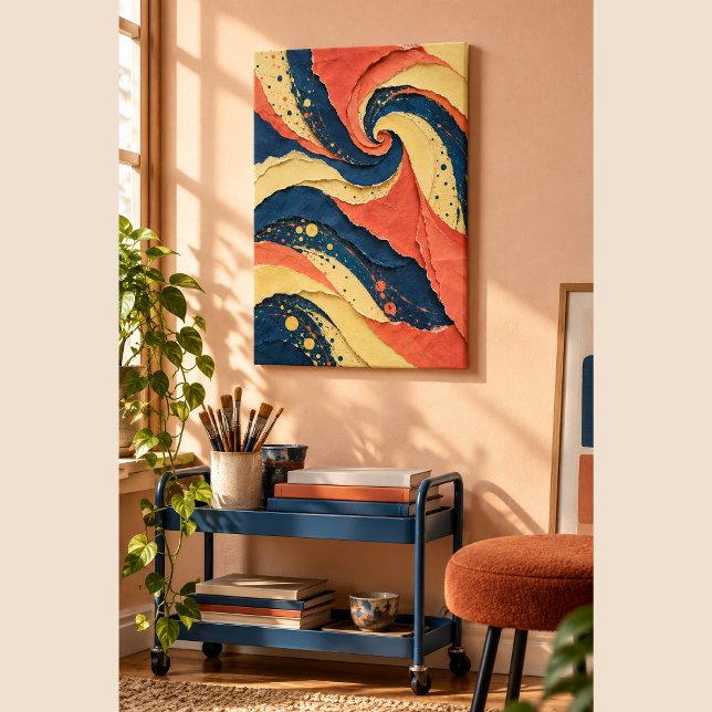 Impresión en lienzo de Carnaval de Papel (12 x 18 inch unframed canvas. Torn-paper texture is flat printed art. Scene props not included.)