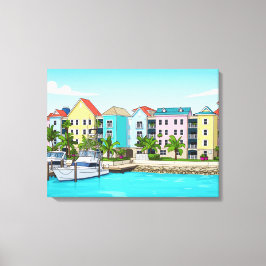 Impresión en lienzo de casas coloridas de las Baha