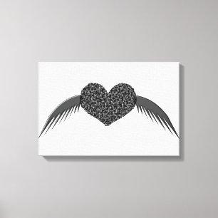 Impresión en lienzo de corazón de amor alado gótic