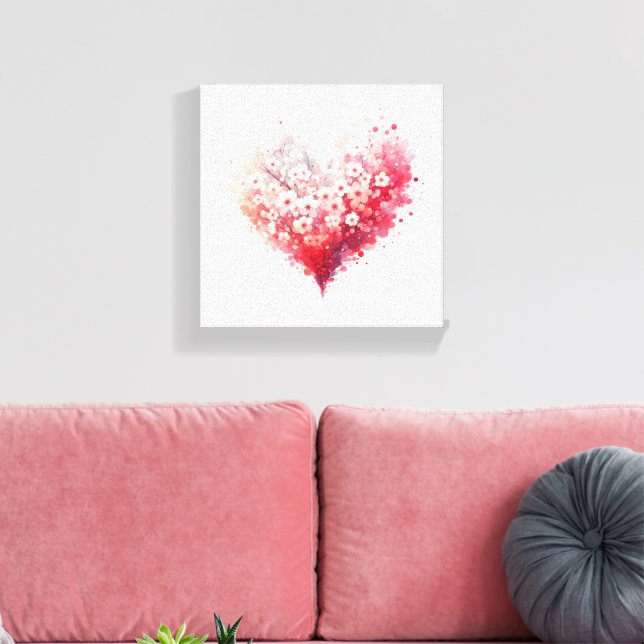 impresión en lienzo de corazón de flor acuarela (Insitu (Sala de estar))