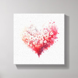 impresión en lienzo de corazón de flor acuarela