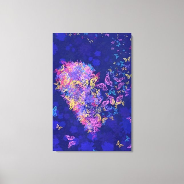 Impresión en lienzo de corazón de mariposa Amor -  (Anverso)