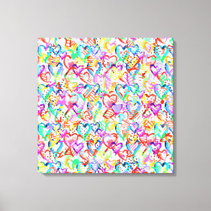 Impresión en lienzo de corazones abstractos colori