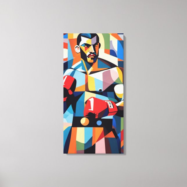 Impresión en lienzo de cubismo de boxeador (Anverso)