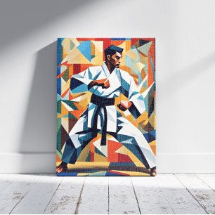 Impresión en lienzo de cubismo de karate