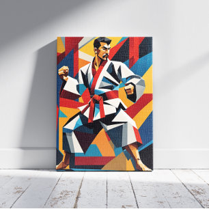 Impresión en lienzo de cubismo de karate