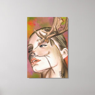 Impresión en lienzo de Deer Woman