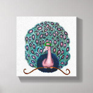 Impresión en lienzo de dibujo de pavo real colorid