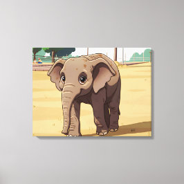 Impresión en lienzo de elefante lindo de cerca