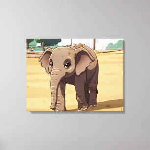 Impresión en lienzo de elefante lindo de cerca