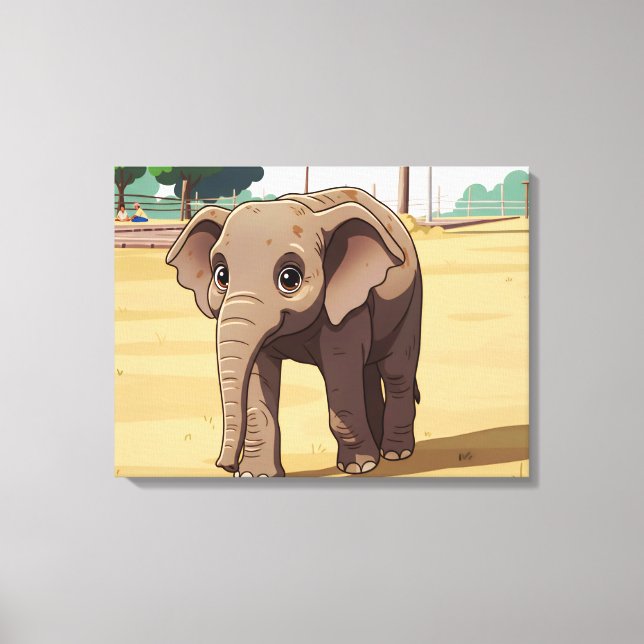 Impresión en lienzo de elefante lindo de cerca (Anverso)