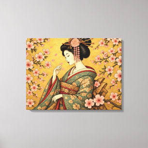 Impresión en lienzo de flor de cerezo Oiran japone