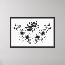 Impresión en lienzo de flores clásicas en blanco y