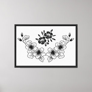 Impresión en lienzo de flores clásicas en blanco y