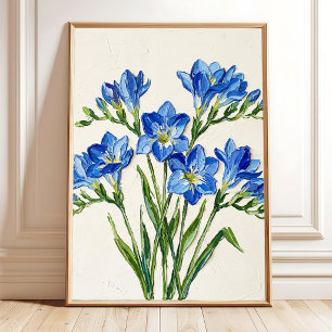 Impresión en lienzo de Freesia Azul Abstracto