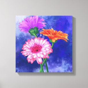 Impresión en lienzo de gerberas de tres colores -