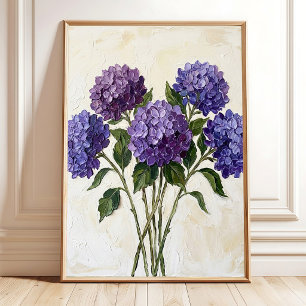 Impresión en lienzo de Hortensia Púrpura Abstracta