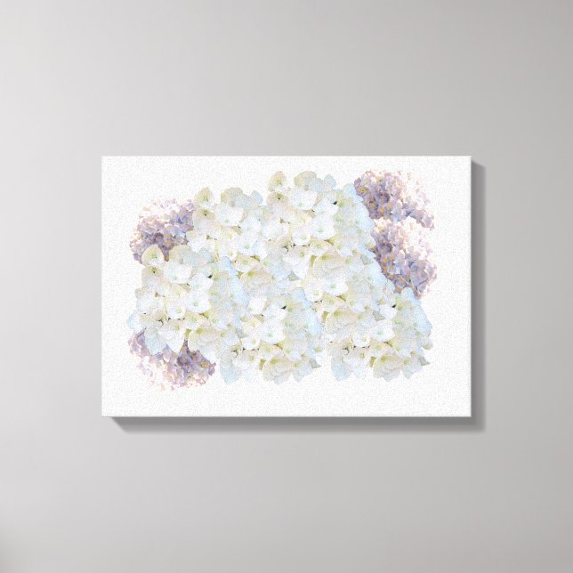 Impresión en lienzo de hortensias blancas y rosada (Anverso)