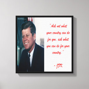 Impresión en lienzo de JFK y cita 'Ask Not'