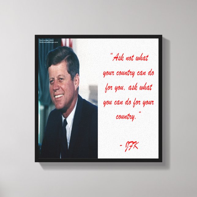 Impresión en lienzo de JFK y cita 'Ask Not' (Anverso)