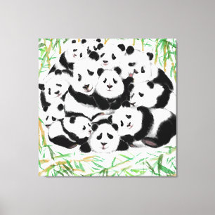 Impresión en lienzo de la familia Pandas - Pintura