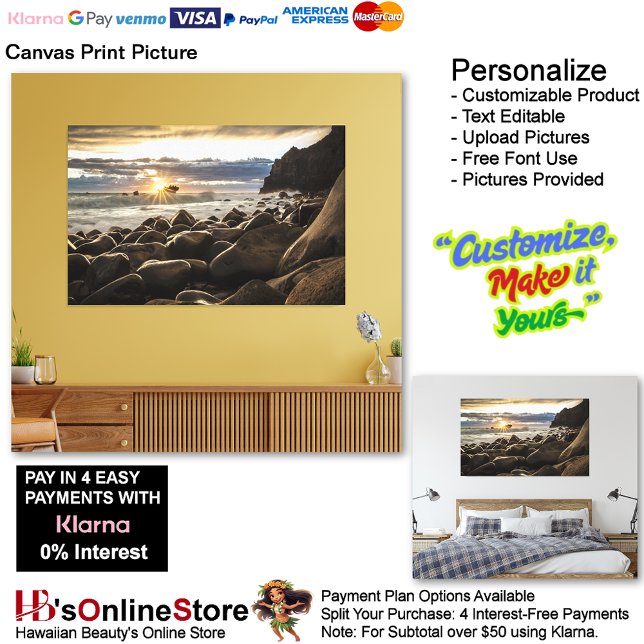 Impresión en lienzo de la imagen de la playa del a (Sunset Beach Canvas Print Picture 35.)