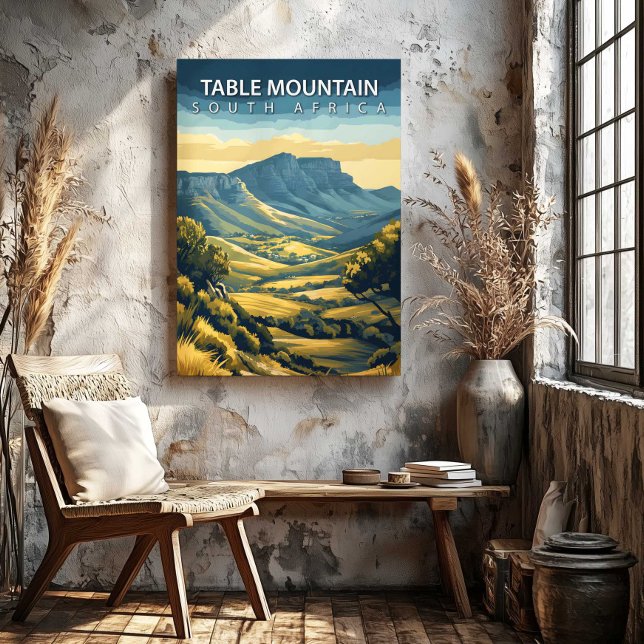 Impresión en lienzo de la Montaña de la Mesa Sudáf (Table Mountain South Africa Canvas Print by TinkPrints.)