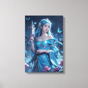 Impresión en lienzo de la princesa azul de fantasí
