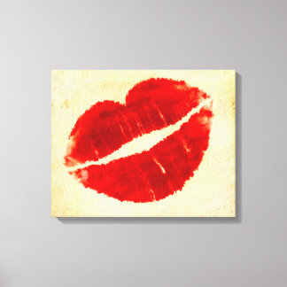 Impresión en lienzo de labios rojos grandes Grunge